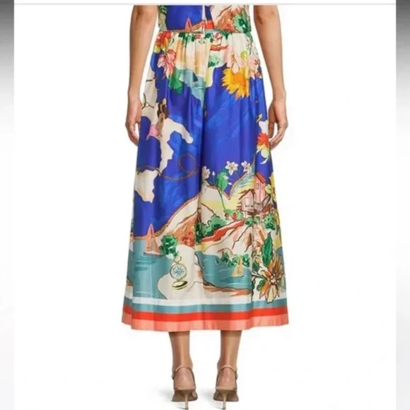 Antonio Melani Evie Woven Ocean Print High Rise A-Line Coordinating Skirt sz 6 - Picture 4 of 7